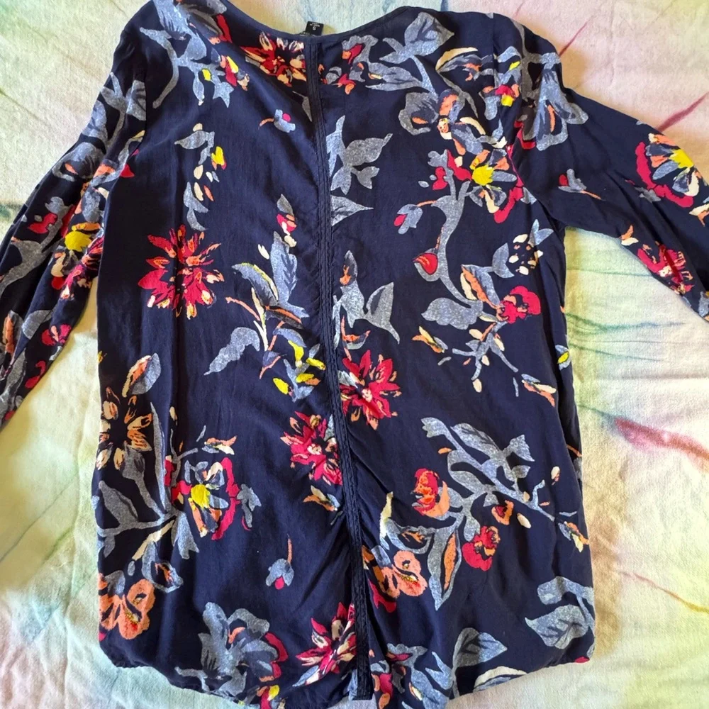 Lucky Brand Dark Blue Floral Women's Blouse